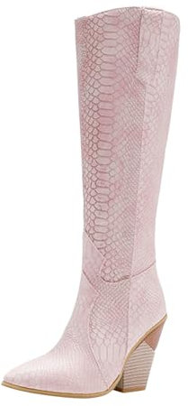 Stivaletti Donna Tacco Stivali Donna Texani Neri Traforato Stivaletti Donna Tacco Cowboy Boots Stivali Alti Donna sopra Il Ginocchio Anfibi Donna Platform Donna Medio Tacco
