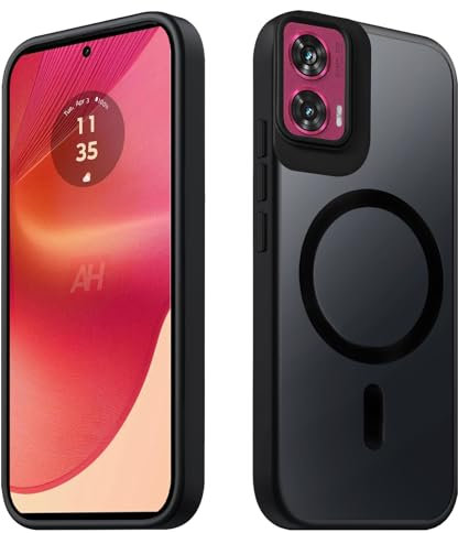 Tawarror Coque Magnétique pour Motorola Moto Edge 50 Fusion, Translucide Mat Étui pour Moto Edge 50 Fusion Housse Arrière Rigide PC Anti Rayures TPU Anti-Chutes Anti-Empreintes Protection Case, Noir