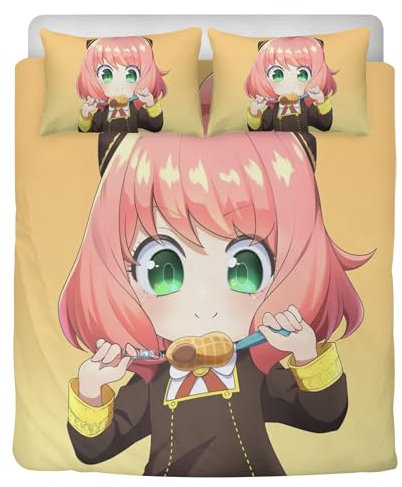STARSAY Spy x Family Anime Bettwäsche-Sets Fanartikel Kinder Bettwäsche Mikrofaser Bettbezug 135x200 Mit Reißverschluss Bettwaren-Sets Mädchen Geschenke (Anya Forger)