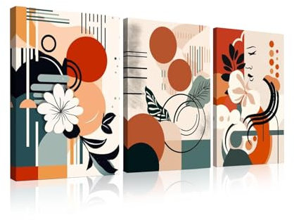 SenaiMy 3 Stück Boho Bilder Set Wanddeko Aesthetic Abstrakte Kunstwandbilder Wandposter Moderne und Minimalistische Leinwandbilder Kunstdrucke Wandbilder Wohnzimmer Schlafzimmer Esszimmer (30x40cm)