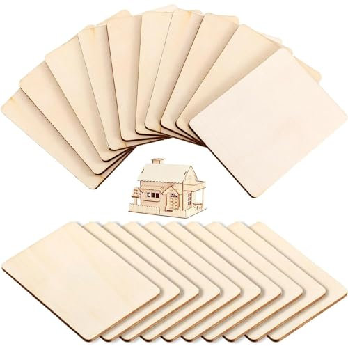 Rechteckige Naturholzscheiben, 20 Stücke 8,9 x 6,4cm Holzplatte Rechteckige, Unvollendete Holzplatte zum Basteln für Pyrografie, Malerei, hängende Dekorationen