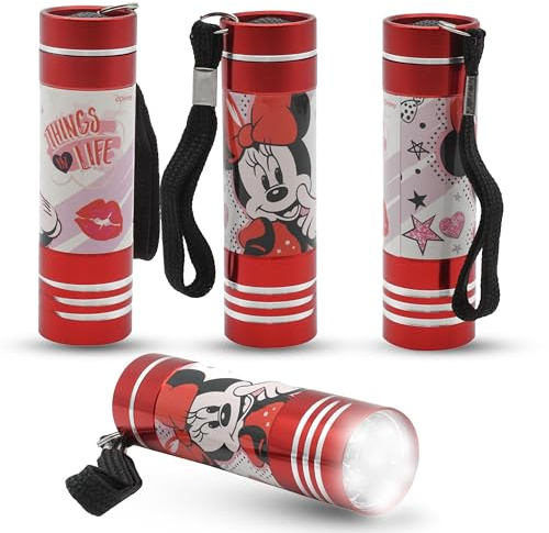 SRV Hub Minnie-Maus-Taschenlampe, superhell, 8,7 cm, LED, Aluminium, wiederverwendbar, Nachtlicht für Mädchen, Kinder, Weihnachten, Geburtstag, Reisen, Camping, Wandern, Outdoor, ab 3 Jahren, 4 Stück