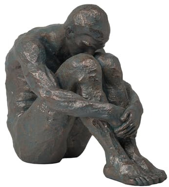 Guichifun Sitzende Mann-Skulpturen, Heimdekoration, Kunstharz, Bronze, Sitzhaltung, Arme und Beine, einsame Statuen, dekorative Objekte, Outdoor-Geschenk für Männer, 23 x 13 x 19 cm