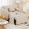 UNIONLINE 192cm Schlafsofa, 3-in-1 Schlaferstuhl Ausziehbar Schlafsessel Betten, Schlafsofa mit Seitentasche und Regulierbarer Rückenlehne für Erwachsene Leinenstoff Sofa Bed Chair, Beige