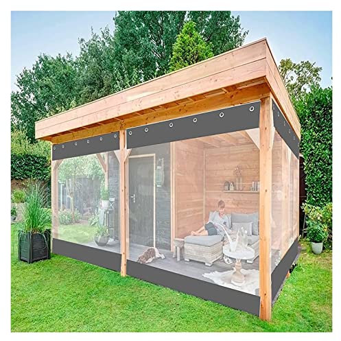 Tenda antivento in PVC trasparente con occhielli per padiglione, balcone, giardino, impermeabile, per garage, 3 x 4 m