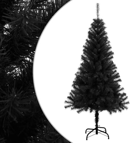 Myheimly Künstlicher Weihnachtsbaum mit Ständer Christbaum Tannenbaum Dekobaum Kunstbaum Weihnachten Dekoration Weihnachtsdeko PVC Schwarz,150 x 80 cm