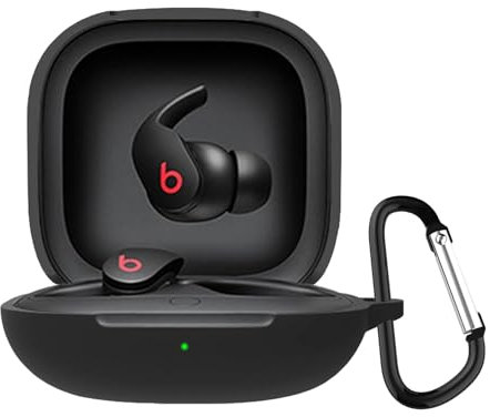 YAODLE Compatibile con Beats Fit Pro, custodia protettiva antiurto in silicone con moschettone (nero)