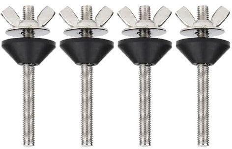 4 Sets Toilet Seat Hinge Repair Kit M6x70mm Toilet Seat Bottom Hinges Stainless Steel Rubber Toilet Hinge Fixing Non Slip Fittings Toilet Tank Bolts for Fixing Toilet