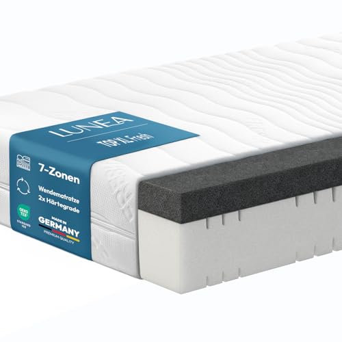 Lunea Möbel Matratze 140x200 cm H2/H3/H4/H5 – 7-Zonen Wendematratze Kaltschaum – 24 cm hoch – orthopädisch & ergonomisch – hart/weich – Öko-Tex Zertifiziert Schlafkomfort