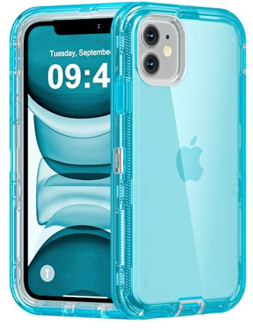 Follaroma for iPhone 11 Case, Heavy Duty Shockproof Protection Phone Cases, Anti-Drop, Dual Layer Transparent Protective Cover Compatible with iPhone 11, 6.1 inch, Crystal Blue