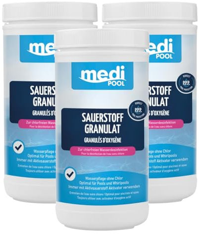 Medipool Sauerstoff Granulat, chlorfreie Wasserpflege mit Aktivsauerstoff, 3X 1 kg