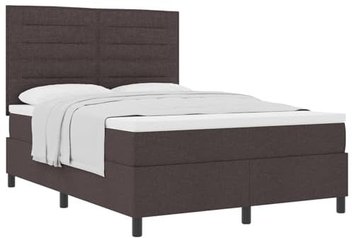 vidaXL Zeitgenössisches Boxspringbett mit Matratze Dunkelbraun 140X190 cm Stoff | Naturholzrahmen Bequeme Ruhe für Innennutzung Platzsparendes Design
