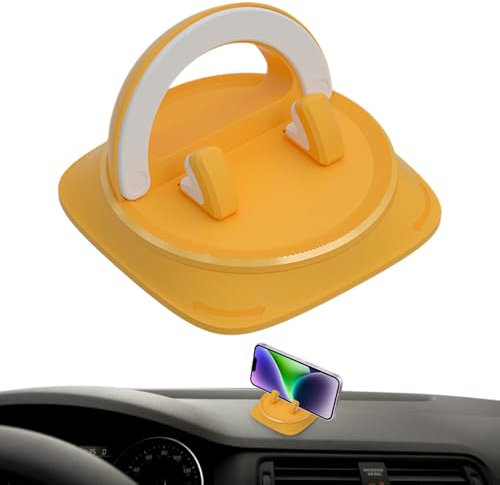 Genérico Phone Mount Car Dashboards, Smartphone Rack Adjustable Dashboard, 10.2/9.9/6.8 Inches, Stable Phones Bracket Holder, Rotation Design Grip for Vehicles and Driving Use, Yellow