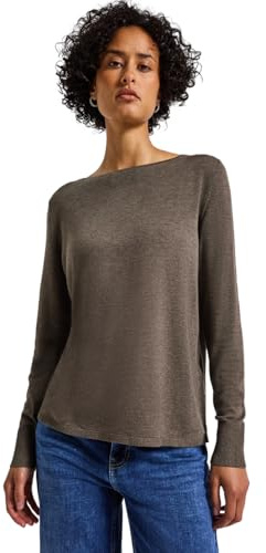 Street One Damen 3015618 Basic Pullover, Nomad Brown Mel, 42
