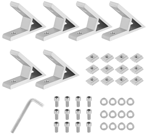 DBREAKS 6 Pièces Profil Aluminium Support Angle 45 Degrés, Équerre de Fixation pour 2020 Série, Accessoires D'angle De Profilé En Aluminium