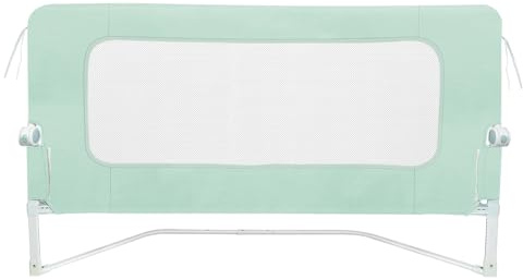 HUOLE Kleinkind Bettschutzgitter Bettgitter Kinderbettgitter Babybettgitter höhenverstellbares Bettgitter - Gitter Kinderbett Babybett Rausfallschutz-150 x 73–86 cm - Grün