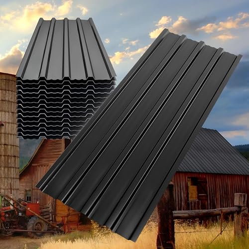 12x Trapezblech 110x46cm = 5.94m² verzinkt Profilblech Dachblech Wellblech Dachplatten Gerätehaus Carport anthrazit inkl. 200 Schrauben + Unterlegscheiben & Montagehandschuhe