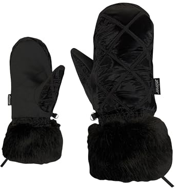 Ziener Damen KWINZI-Z Ski-Fäustling/Wintersport | Kunstfellbündchen, Thermoshield, wasserabweisend, Black, 6,5