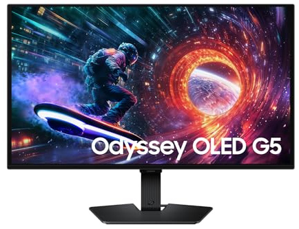 Samsung Monitor Gaming Odyssey OLED G5 (S27FG506SU), Flat, 27'', 2560x1440 (QHD), 16:9, QD-OLED Glare Free, 180Hz, 0,03ms (GtG), Compatibilità G-Sync, HDMI, Display Port, Ingresso Audio