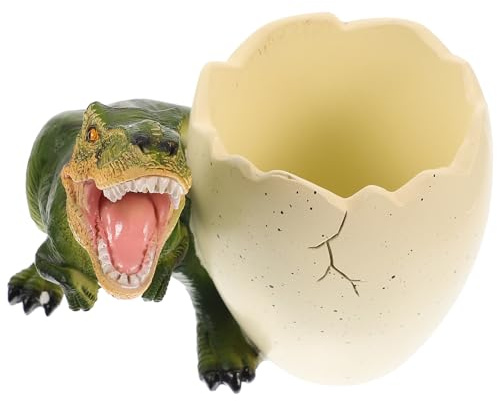 Healvian Dinosaur Pen Holder with Egg Model Resin Pencil Organizer Cute Cartoon Stationery Storage Box Desktop Pen Pot for Home Office Desk Use