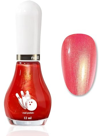 Orange Rosa Mermaid Nagellack - 12ml Perlmutt Glitzer Nagellack Schnelltrocknend mit Gold Schimmer - Langlebig Nagellacke Ohne UV Lampe - Regular Nail Polish Für Frauen DIY Nagelkunst (Pink Orange)