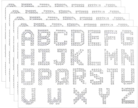 5 Sheets Large Glitter Rhinestone Alphabet Stickers, Self-Adhesive A-Z Letter Stickers for DIY Crafts - Silver (130 Pcs)
