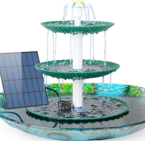 AISITIN DIY 3 Tiered Bird Bath Solar Water Fountain, 2026 Updated 3.5W Detachable Solar Powered Fountain DIY Solar Pumps for Garden Water Features,Bird Bath, Outdoor Bird Feeder