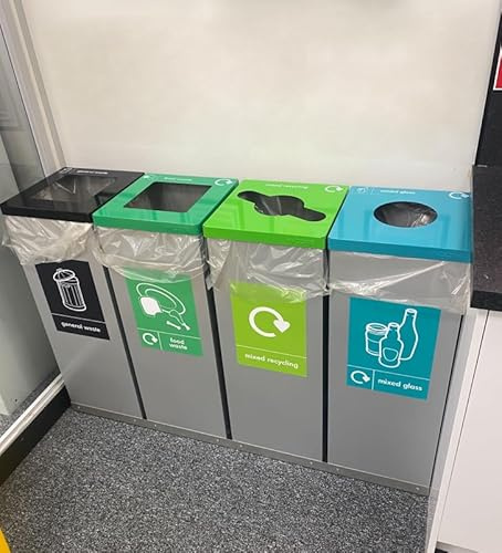 Display Boards Direct Quad 80L Office Simpler Recycling Galvanised Recycling Bin Units *Stocked*