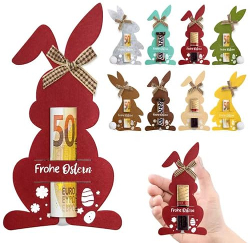 LIZANQU 8 Stück Ostern Geldgeschenke, Osterhasen Filzdekorationen, Geldgeschenk Verpackung für Ostern Hasen aus Filz Geschenk Lustige Osterdekoration zum Verschenken für Geld (BB)