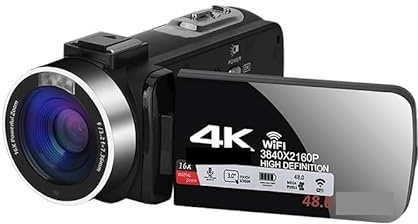 Videocamera, Full 4K Blog Videoregistratore Streaming Videocamera Portatile Outdoor UHD 48MP Fotocamere digitali Vlog for la fotografia(No SD Card,Generation 2)