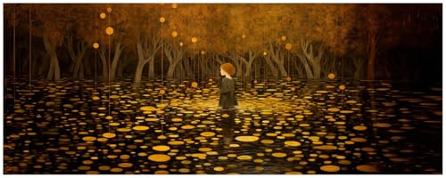 Wallario Küchenrückwand selbstklebend 115 x 50 cm, Motiv: Goldener Wald | Spritzschutz abwischbar & pflegeleicht