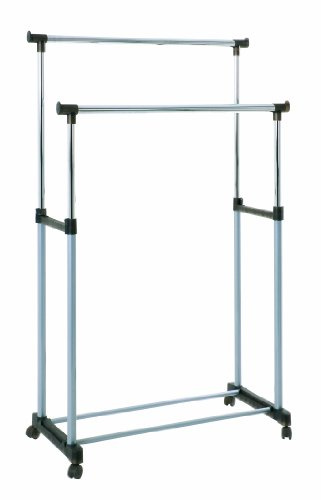 HAKU Wardrobe Alu, Chrome, Grey, Synthetic Material, Metal - Dim.: W 95 cm X H 95-170 cm X D 43 cm, Style: Modern
