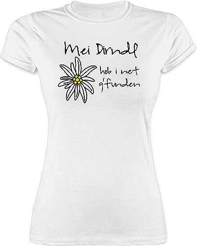 Damen - Kompatibel mit Oktoberfest - Dirndl net g'funden - Shirt statt Dirndl - XL - Weiß - t-Shirt Trachten trachtenshirt bayrische edelweiß Funshirts für Frauen Bayerisches Oberteil Frau