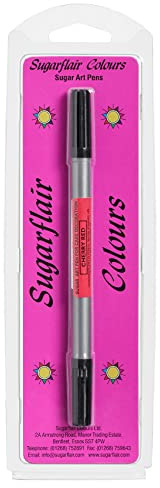 Sugarflair Cherry Red Edible Food Decorating Pen - Dual Tip Food Pens for Writing Messages & Drawing On Sugar Paste, Marzipan, Frosting Or Any Other Dry Smooth Surface
