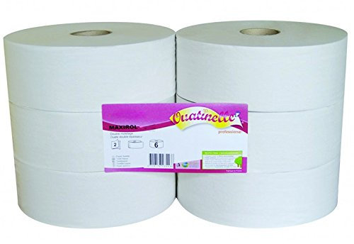 Papier toilette blanc MAXIROL 2x16g/m² - Carton de 6 rouleaux - 2 plis - 320m - I332LMR- Certifié France Medical Industrie