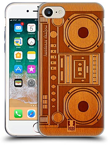 Head Case Designs Boombox Gadget Aus Holz Gelhülle [Militärischer Schutzgrad] Kompatibel Mit Apple iPhone 7/8 / SE 2020 & 2022 Und Kompatibel Mit MagSafe