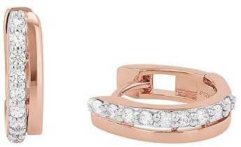 Amor Creolen 925 Sterling Silber Damen Ohrschmuck, mit Zirkonia synth., 1,3 cm, Roséfarben, Kommt in Schmuck Geschenk Box, 2017096