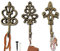 Shabby Chic Cast Iron Decorative Wall Hooks - Rustic - Golden - Farmhouse - Metalic - French Country Charm - Large Decorative Hanging Hooks - Set of 3 - Screws and Anchors for Mounting Included