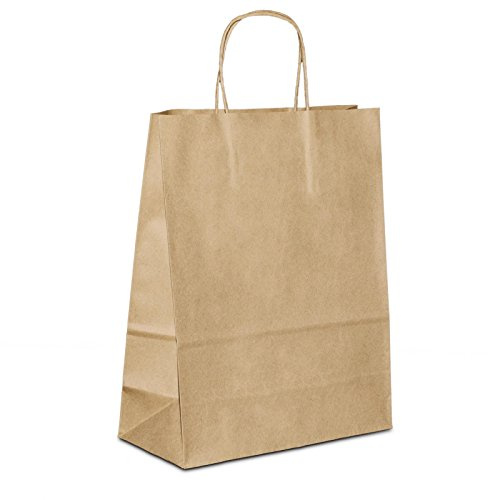Papiertüten braun mit Kordel-Henkel I 100 Stk. 18+08x22cm I Papiertragetasche für Einzelhandel, Hochzeit, Geburtstag, TO-GO I Geschenktüten aus Kraftpapier I HUTNER