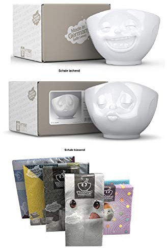 FIFTYEIGHT PRODUCTS Schalen 2er Set + Servietten, 500 ml, LACHEND+KÜSSEND