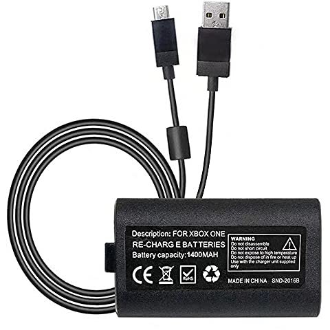 OSTENT USB Charger Cable Cord + Battery Pack Compatible for Microsoft Xbox One Wireless Controller