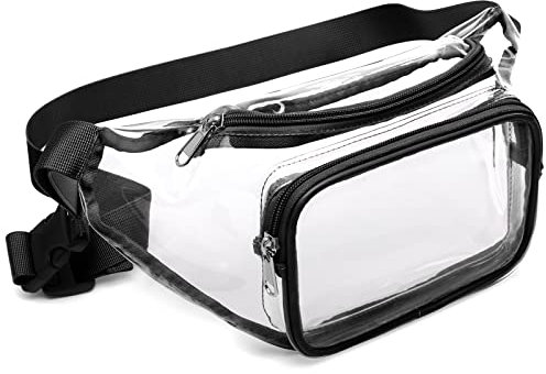 Transparente Bauchtasche für Damen und Herren – F-color durchsichtige Bauchtasche, Stadion-zugelassen, mit verstellbarem Gürtel, modische transparente Hüfttasche für Konzerte, Strandveranstaltungen,