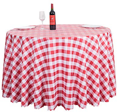 ACVIP Tischdecke Runde Tischtücher Retro Kariert Tischdecken Lotuseffekt Tafeltuch Geeignet für Home Küche Dekoration(Rot, 140cm)