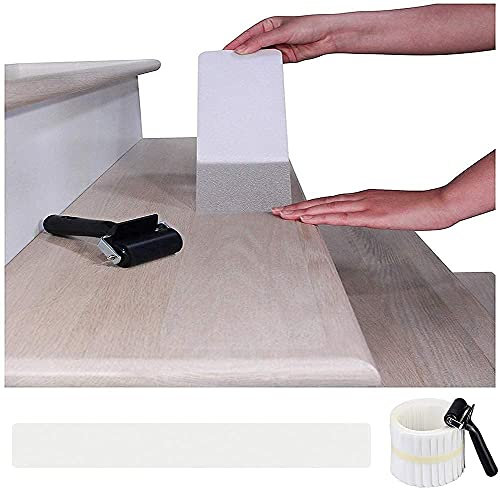 BangShou Nastro Anti-Scivolo Trasparenti per Scale 15x60 CM con 15 Rotoli di Strisce Autoadesivo Trasparente Antiscivolo (Incluso Un Rullo di Installazione)