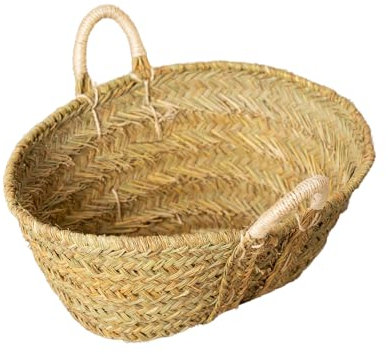 Cesteria Aparici - Cesto leña - Capazo Reforzado Leñero - Leñero de Esparto con Asas de Pita Pequeño (50X38X20) 7110-1 Cesto para leña, cesto para decorar eventos con flores