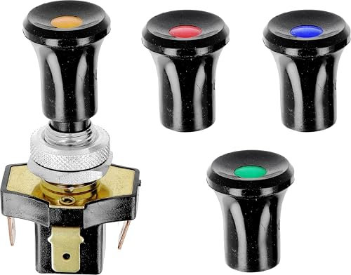 Restagraf - Interrupteur Électrique à Tirette à 4 Couleurs - 3 Broches - Connexion Cosse Plate - Trou de Diamètre 8,3 mm - 12 A - 12 V - Réf. 6927 - Blister de 1