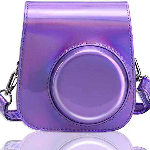 Frankmate Caméra Housse Compatible Fujifilm Instax Mini 11 Appareil Photo Instantané - Sac de Caméra en Cuir Voyage Caméra Case Sac avec bandoulière Amovible (Violet Magique)