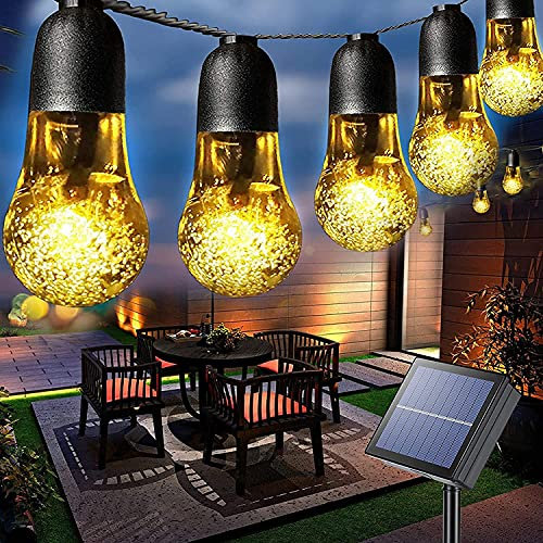 Solar Lichterkette für Außen, SUAVER 8 Modi Solar 30 Glühbirnen Solarleuchten Außen Wasserdicht Kristall Kugeln dekorative Lichter für Gartenzaun,Weihnachten,Party,Terrasse (warmweiß)