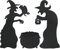 LAMEK Hexen Silhouette Hof Schilder Halloween Outdoor Dekoration Schwarz Kessel Gartenstecker Gruselige Hofpfähle mit 10 Holzstock Party Deko für Halloween Außenbereich Rasen, 27,5 Zoll