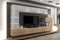 Furnitech Wohnwand Wohnzimmer - Wohnzimmer Möbel mit LED RGB - 16 Farben - Hängend Wohnwand Modern - Wohnzimmer Schrankwand mit Regale und TV Schrank (AN89NEW-21WS-HGM21)